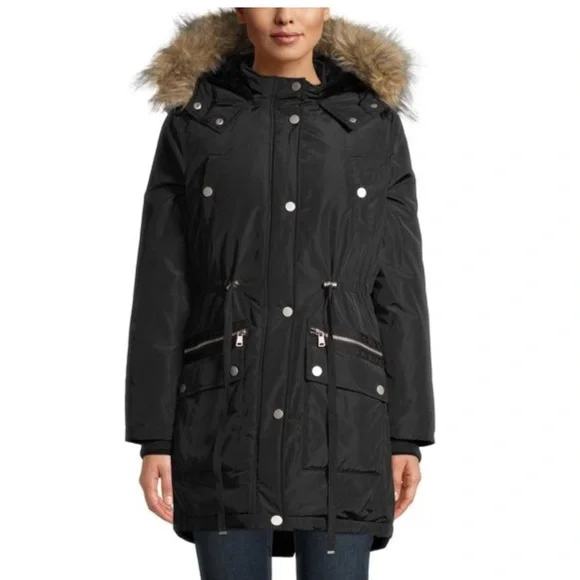 H&M divided winter coat with removable fur hood - Picture 1 of 8
